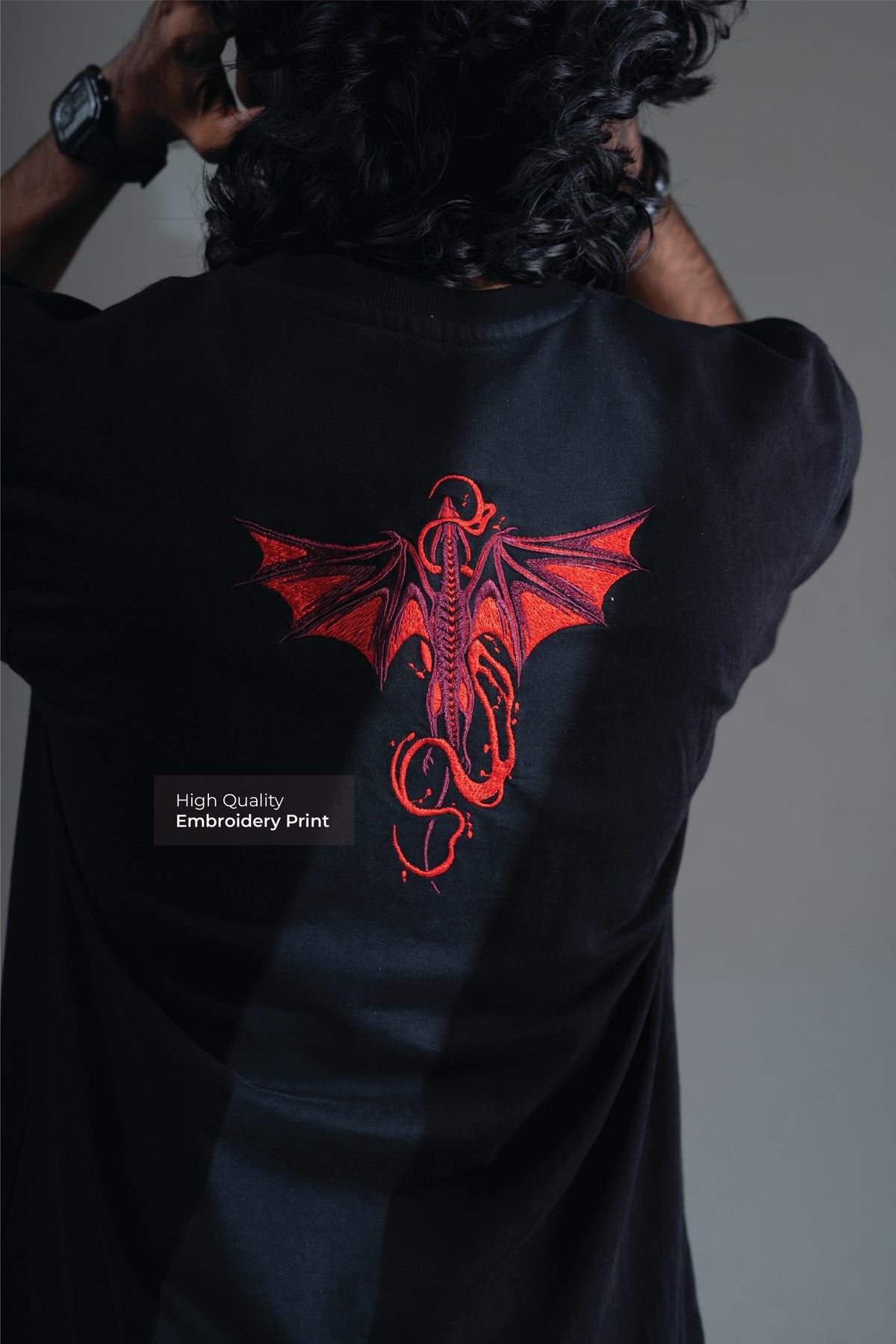 Red Dragon Embroidered T-Shirt