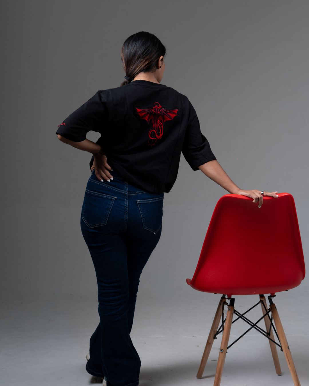 Red Dragon Embroidered T-Shirt