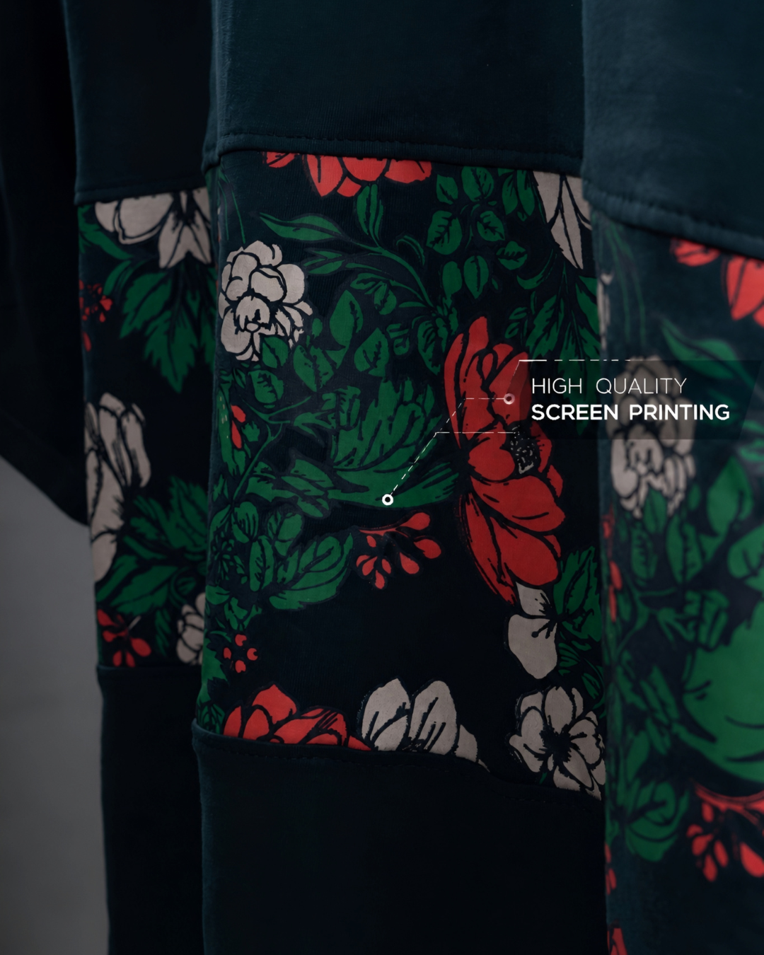 Deep Teal Floral Oversized T-Shirt
