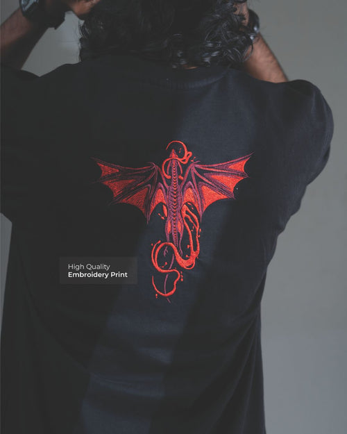 Red Dragon Embroidered T-Shirt